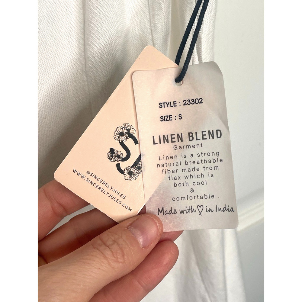 NWT Sincerely Jules Women's White Linen Blend Sundress Sz S Lined Lagenlook Boho - Picture 10 of 10